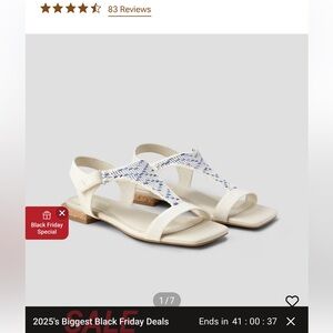 Vivaia Mia White and Blue Velcro Sandals 37 Worn Once